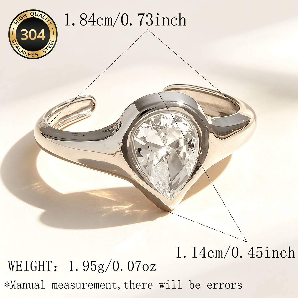 Women's Light Luxury Multi-Shape White Zircon Stainless Steel Ring